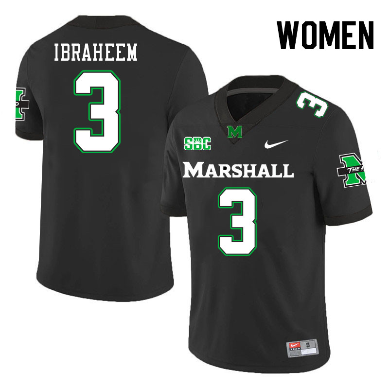 Women #3 Ishmael Ibraheem Marshall Thundering Herd SBC Conference College Football Jerseys Stitched-